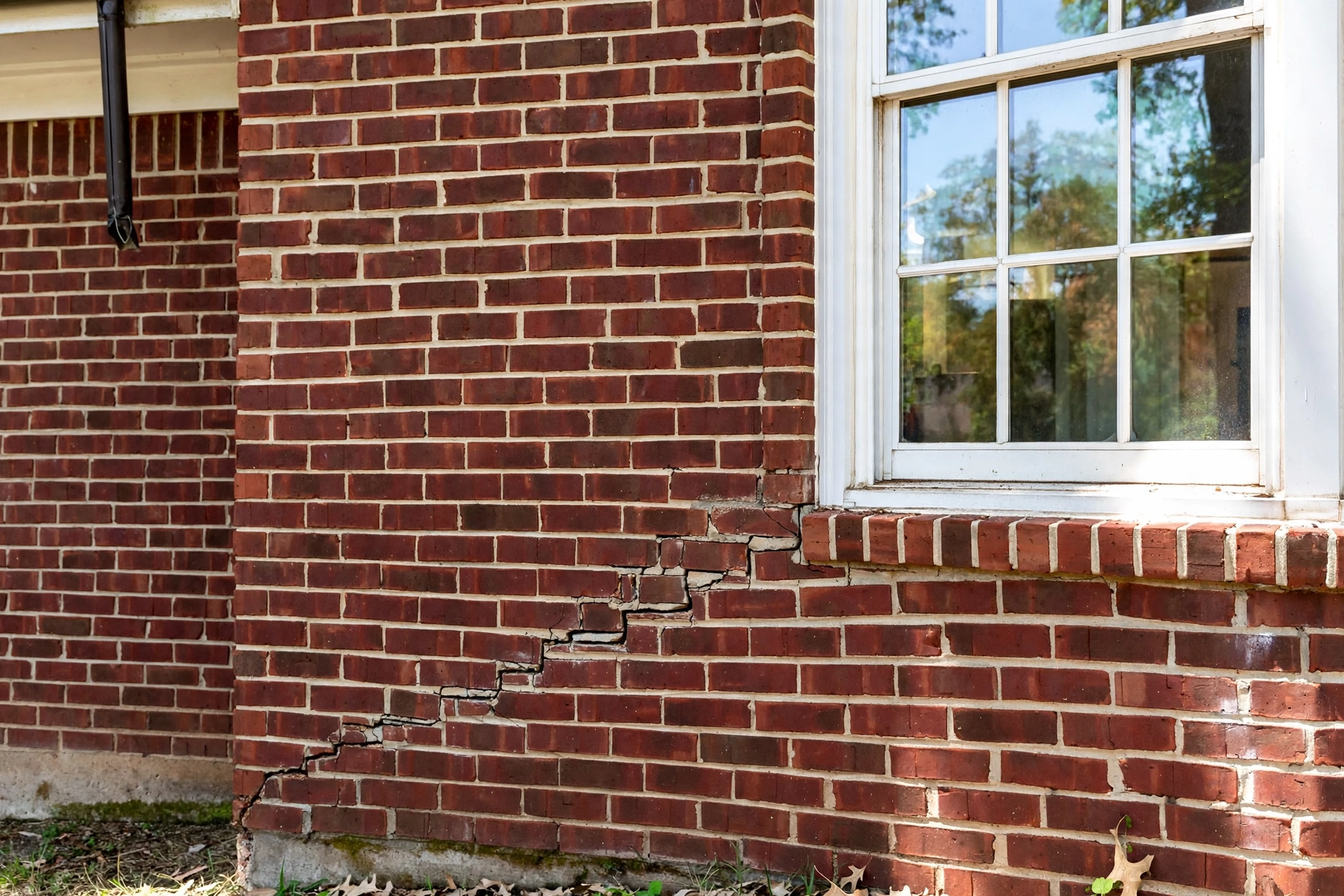Stair-step crack in brick mortar