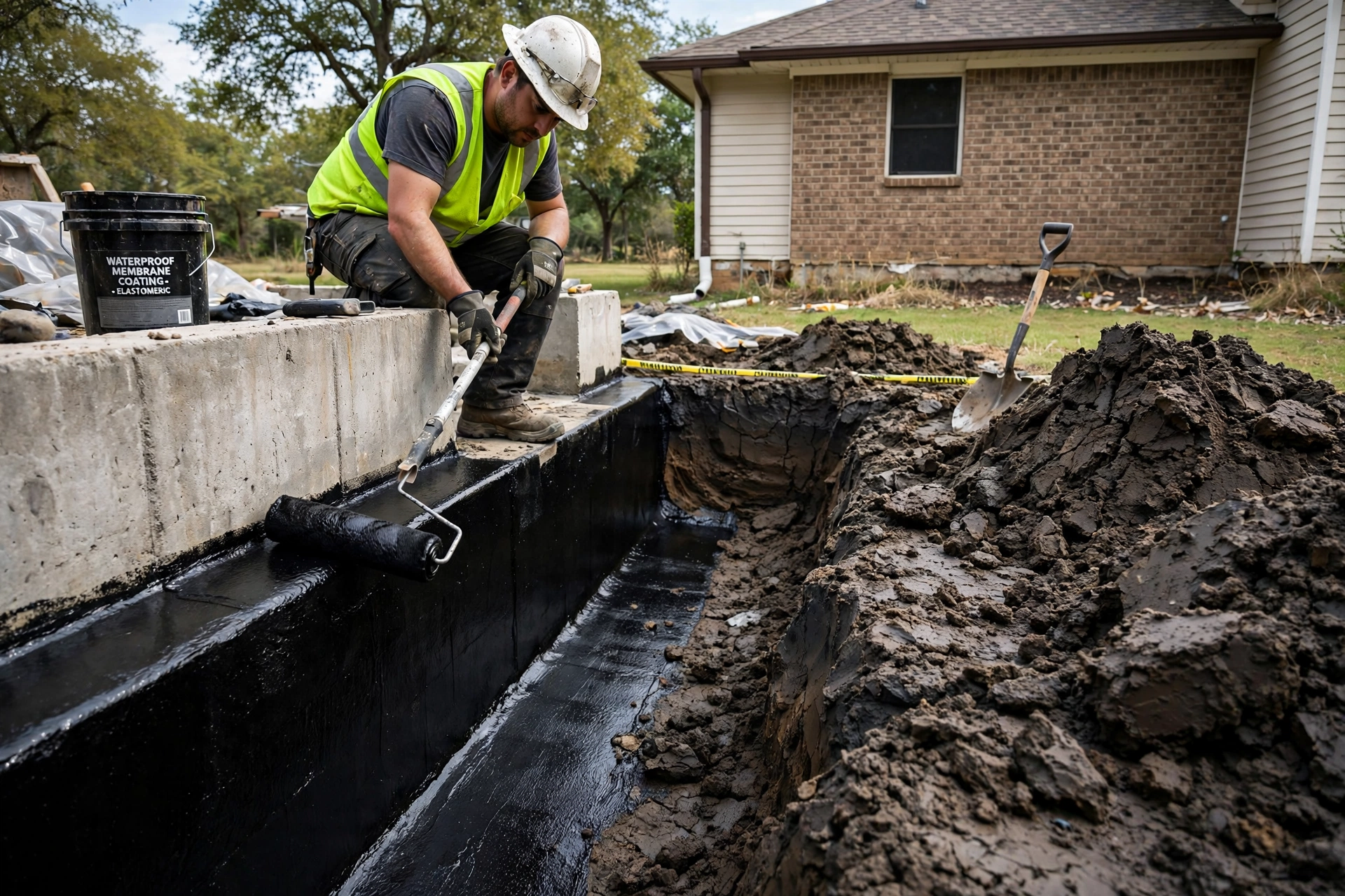Waterproof membrane going onto an excavated foundation wall